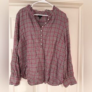 Talbots XL pink and brown blouse